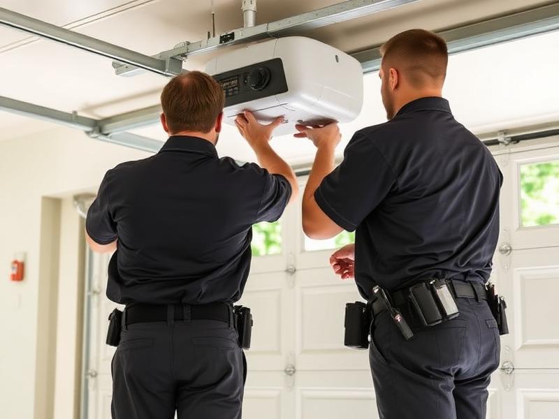 Wentworth Garage Doors team installing garage door opener